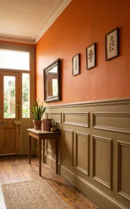 Persimmon and Khaki Wainscoting