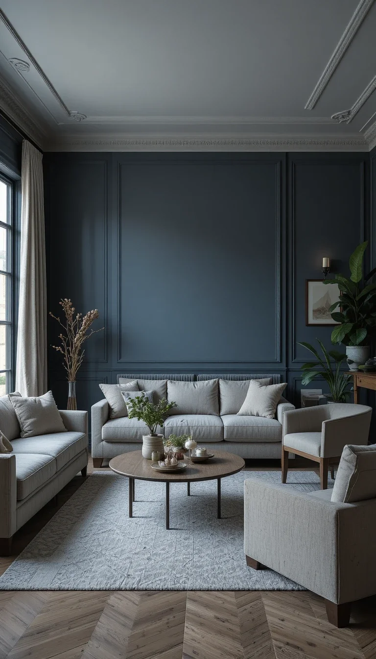 Storm Blue and Natural Linen