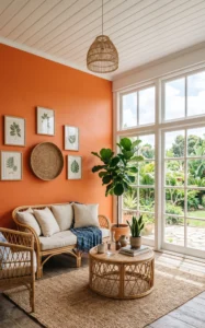 Persimmon With Wicker and Jute Textures
