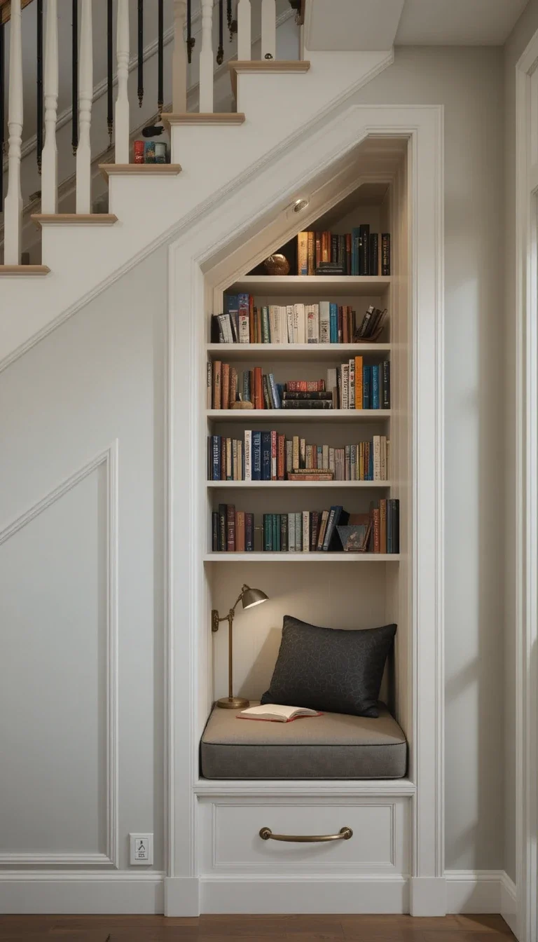 Add a Built-In Reading Nook Under the Stairs