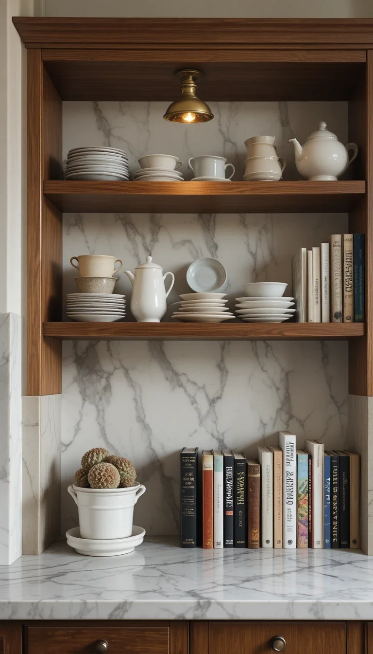 Wall Sconces Over Open Shelving