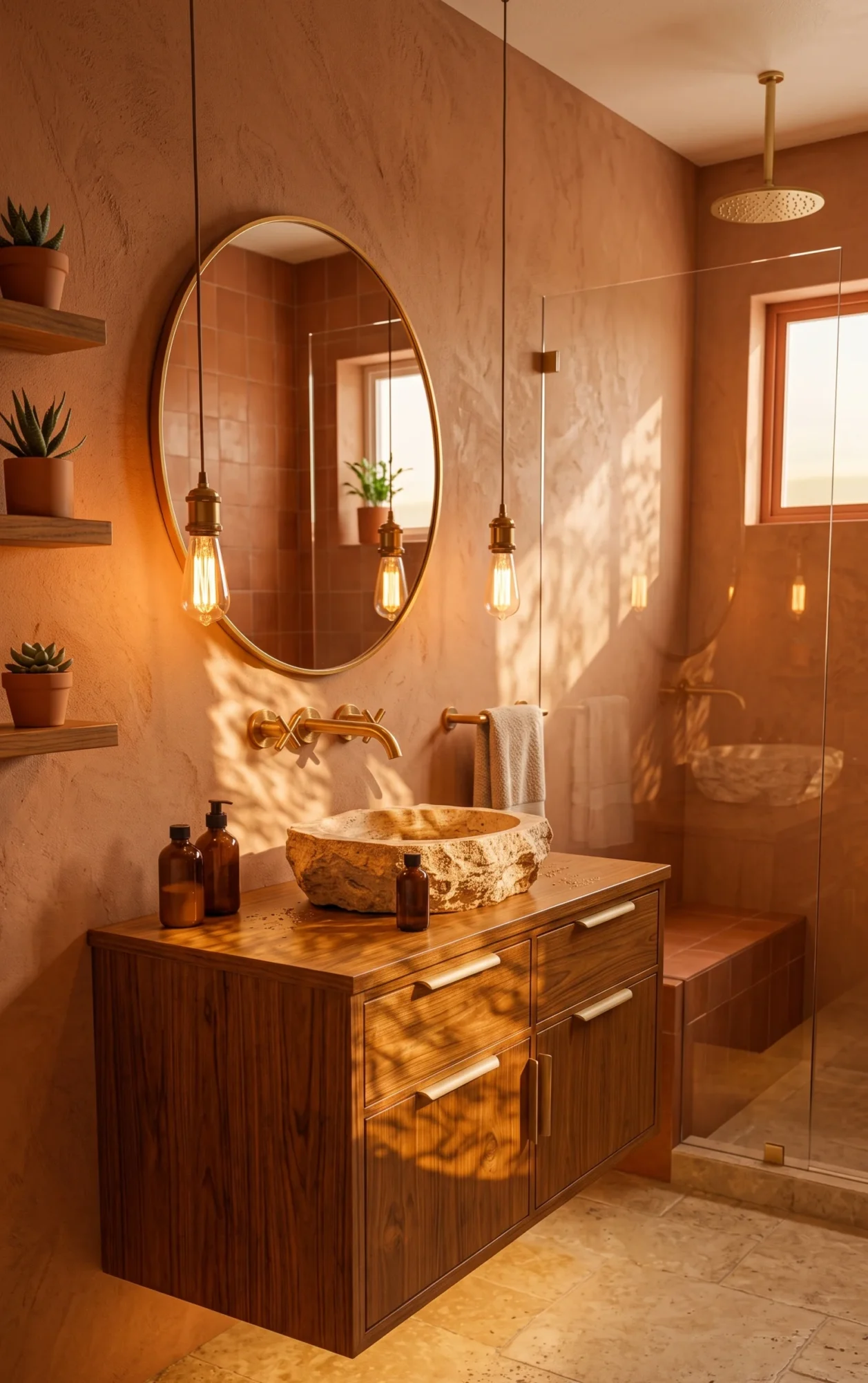Maximizing Natural Light in an Earth Tone Bathroom