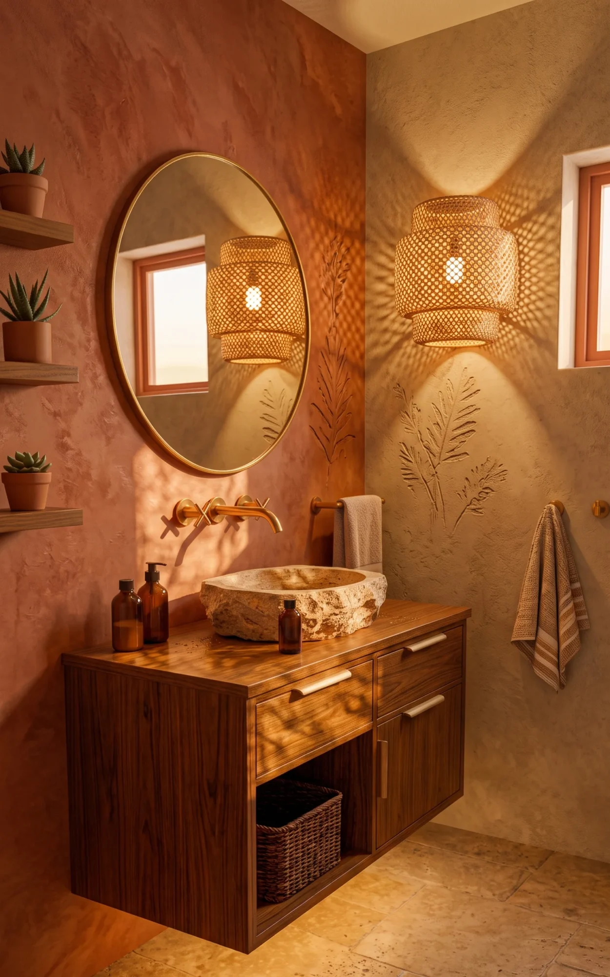 Powder Room Earth Tone Design
