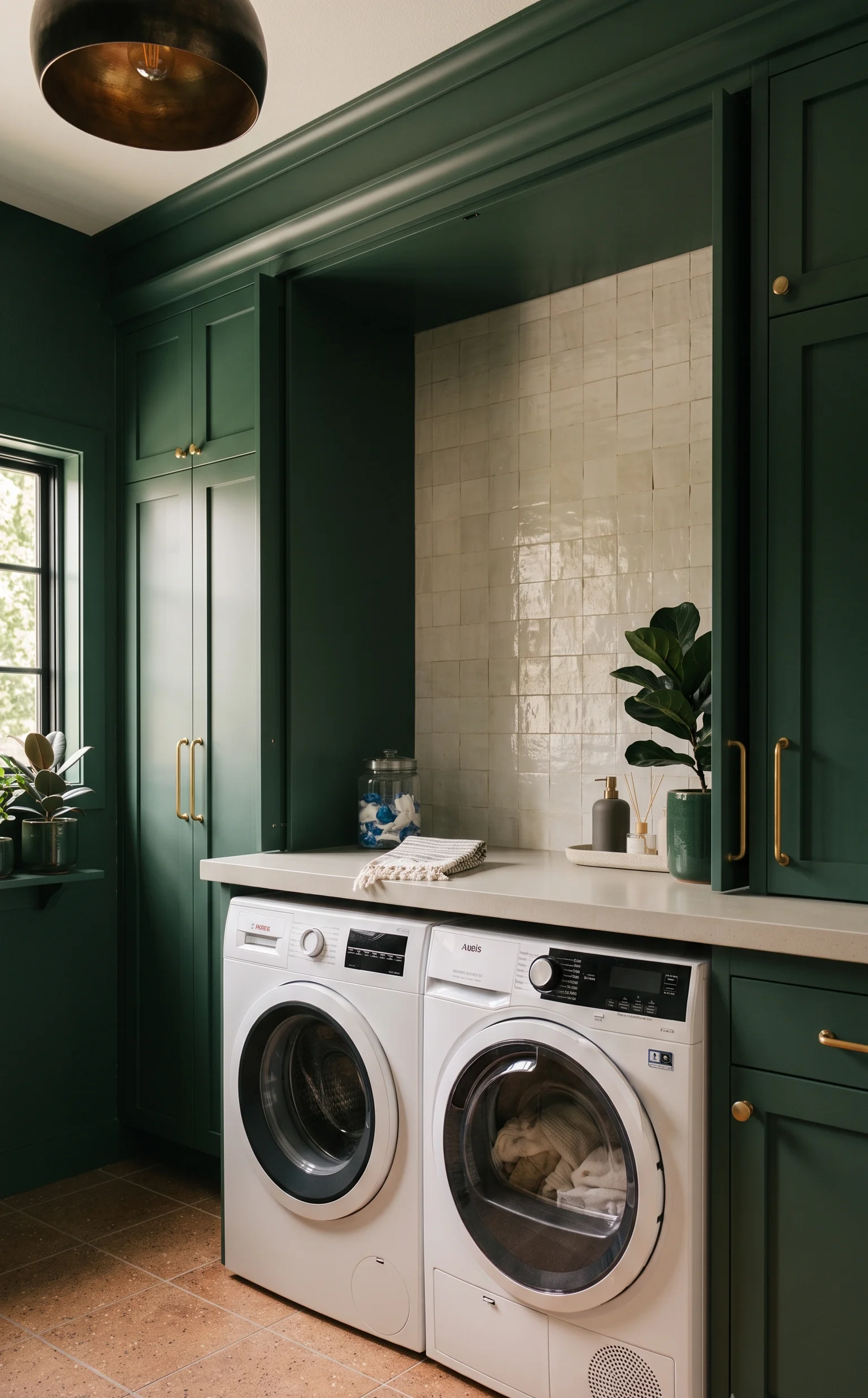 Color-Drench the Cabinets in Deep Green
