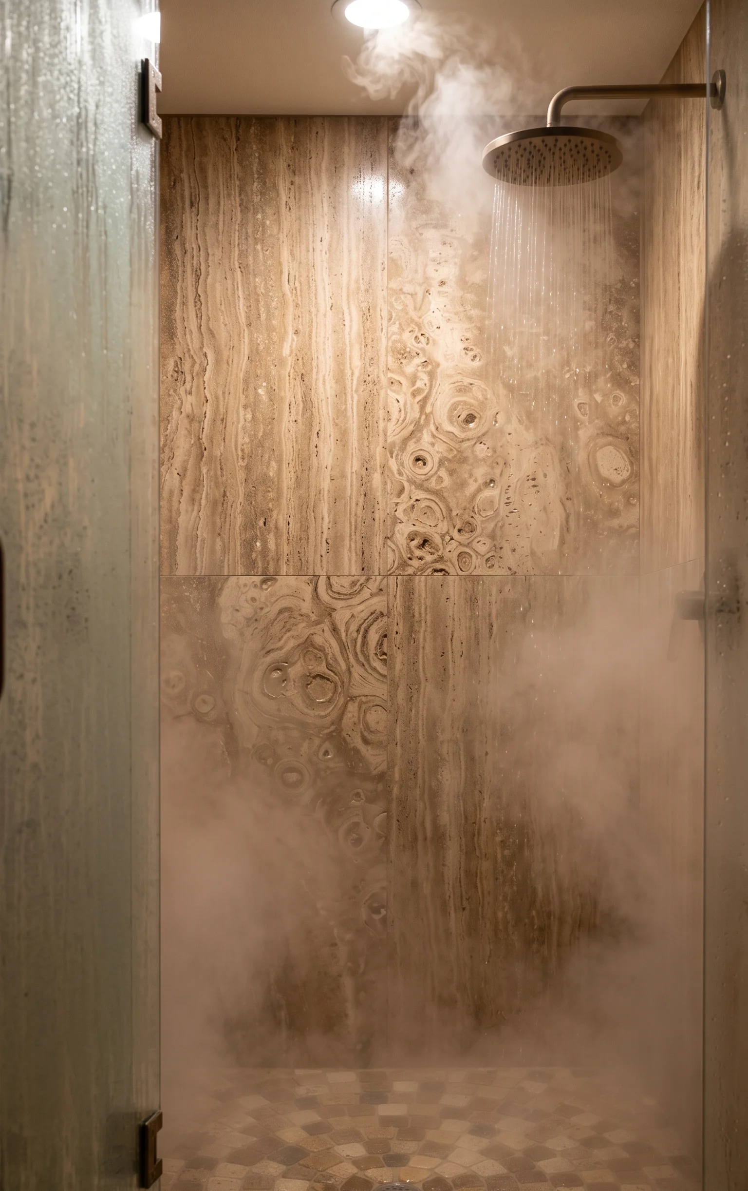 Brushed Cross-Cut Shower Walls