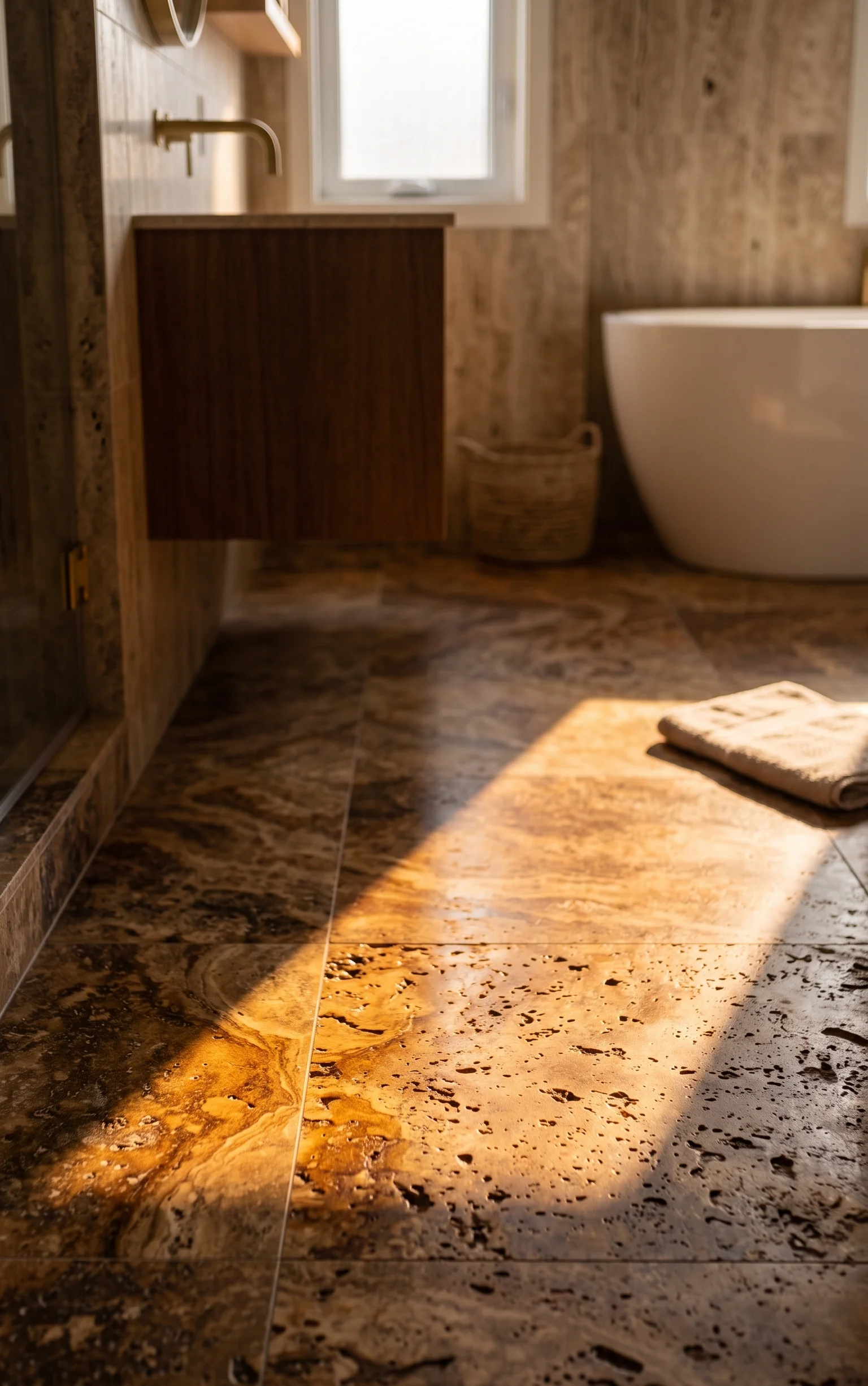Walnut and Noce Travertine: Depth Without Darkness