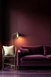 Plum Noir 2026 color trend deep purple living room wall